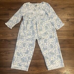 Vtg Laura Ashley Floral Pyjamas Set Medium Cottagecore Coquette Lace Ruffle